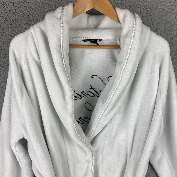 Victoria's Secret Plush Bath Robe White Size ML Medium Large Plush Mid Length - Picture 3 of 14